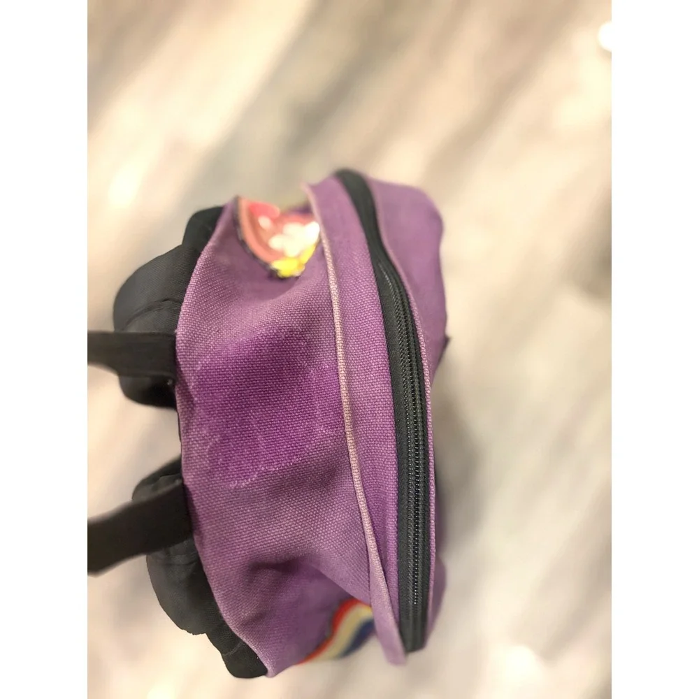 Vintage Y2K JanSport SuperBreak Purple Canvas Backpack Custom Patchwork